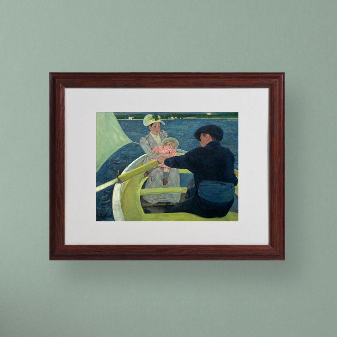 «The Boating Party 1893-94» par Mary Cassatt - reproduction d'art sur toile, H 11 po x l 14 po x P 0,5 po, Brun