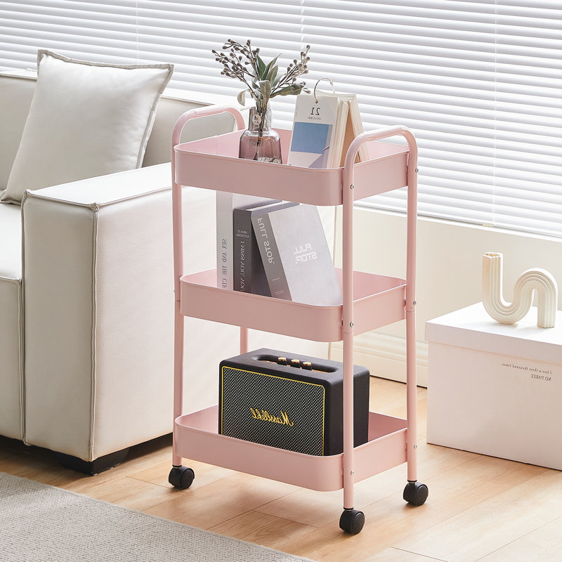 Kysa Metal Kitchen Cart, Pink