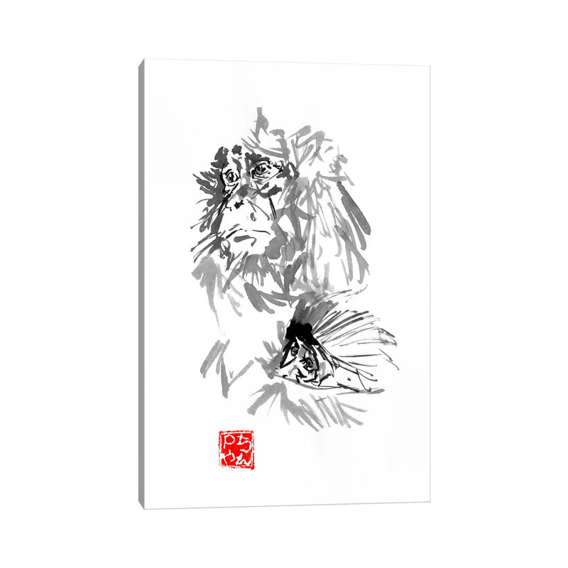Monkey Family by Péchane - Painting on Canvas, Wrapped Canvas, 66.04 cm H x 45.72 cm W x 3.175 cm D