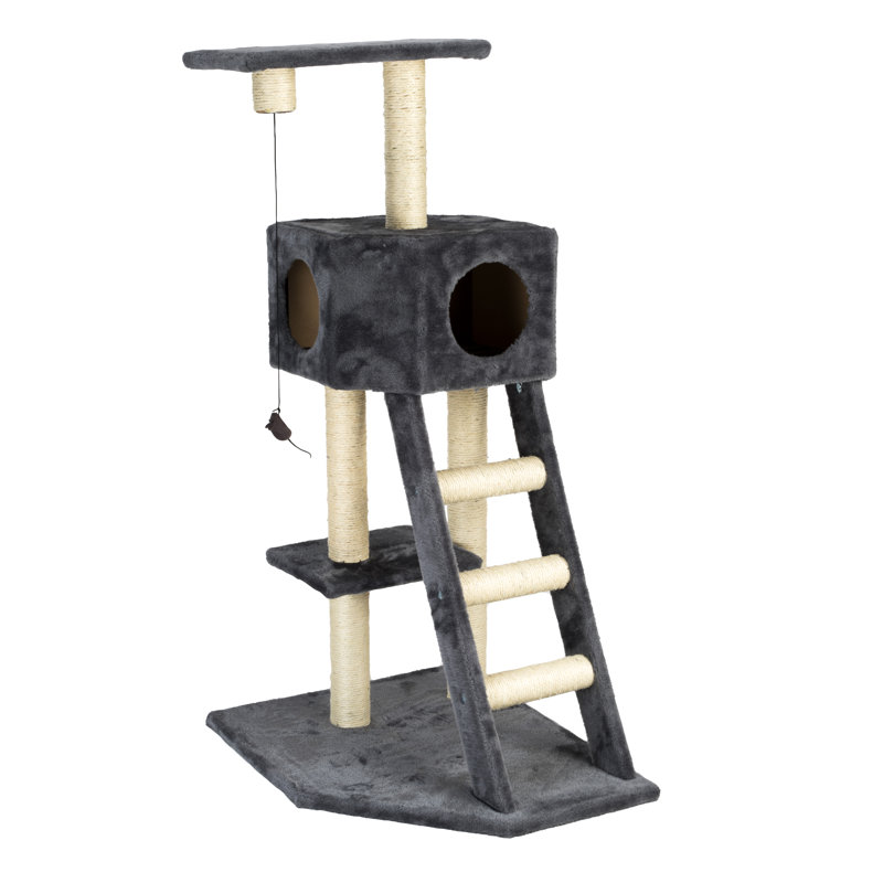 Gray and Beige Sisal 3-Tier Plush Cat Tree