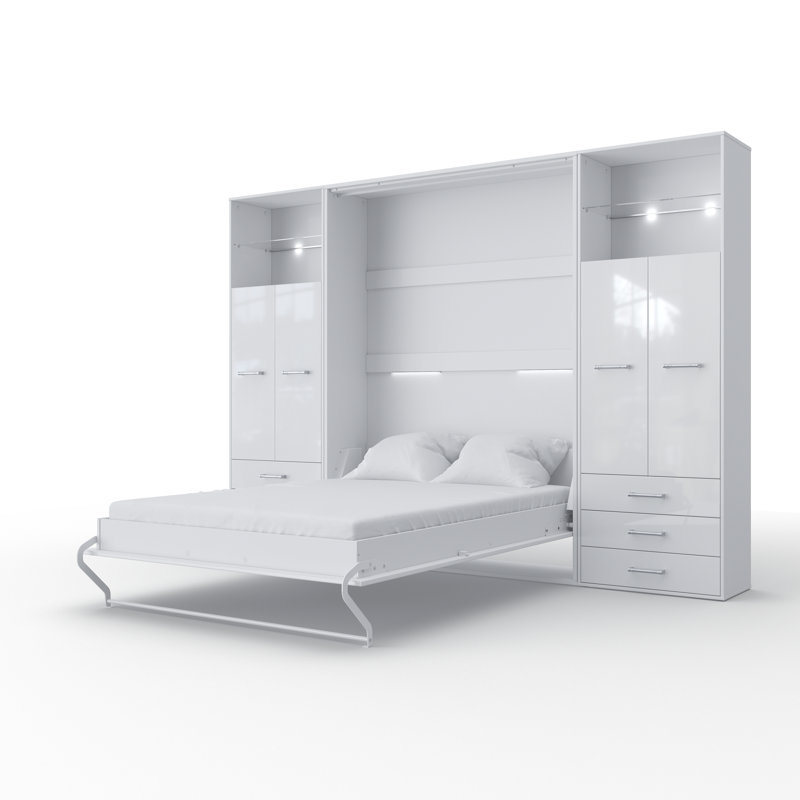 Aubri European Double Mattress Size (140cm x 200cm) Murphy Bed, White