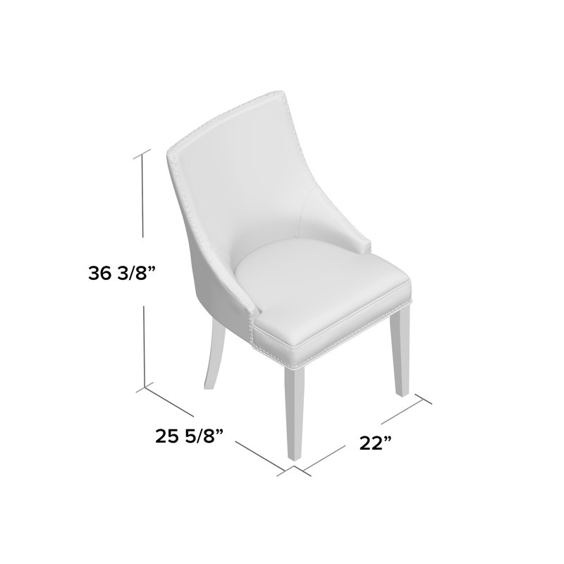 Ardelis 19.7'' H Leather Upholstered Side Chair, Espresso, Granite Linen Fabric