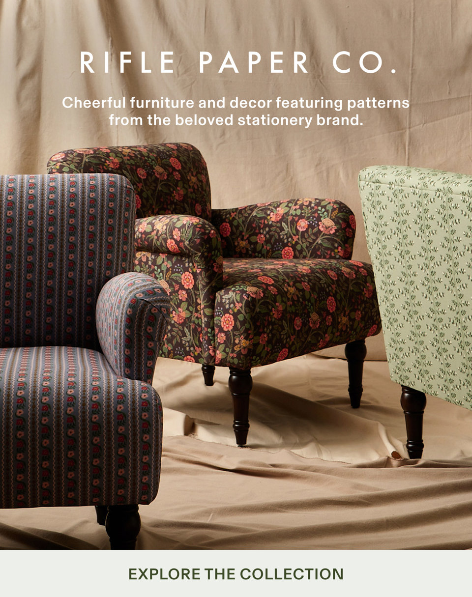RIFLE PAPER CO. Cheerful furniture and decor featuring patterns from the beloved stationery brand. Explore the collection.