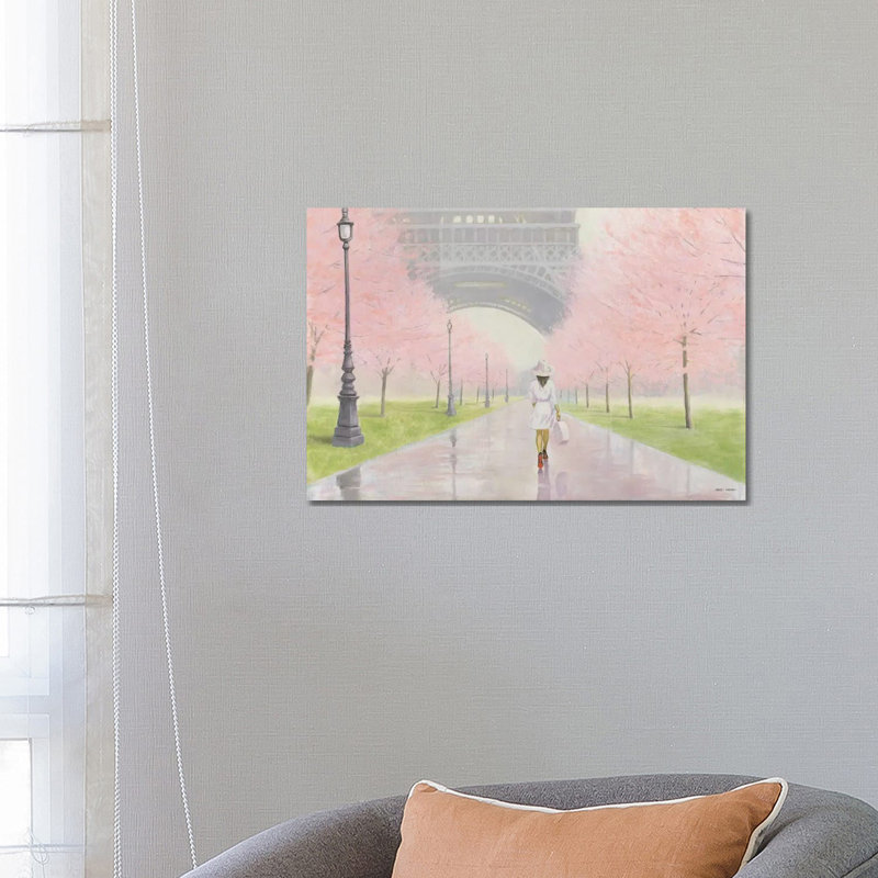 «Printemps a Paris I» par Marco Fabiano, peinture sur toile tendue, H 12 po x l 18 po x 1,5 po