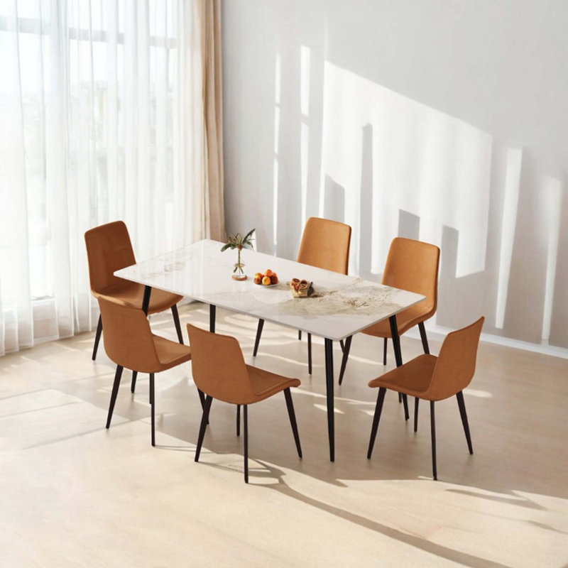 Chaises de salle à manger 2 pièces, chaises de cuisine et de salle à manger modernes, siège rembourré en similicuir et pieds robustes en métal