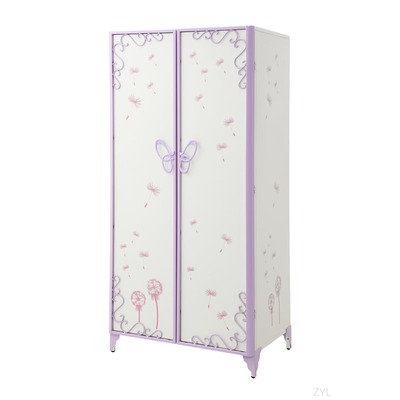 II - Garde-robe en cuir synthétique blanc et mauve clair