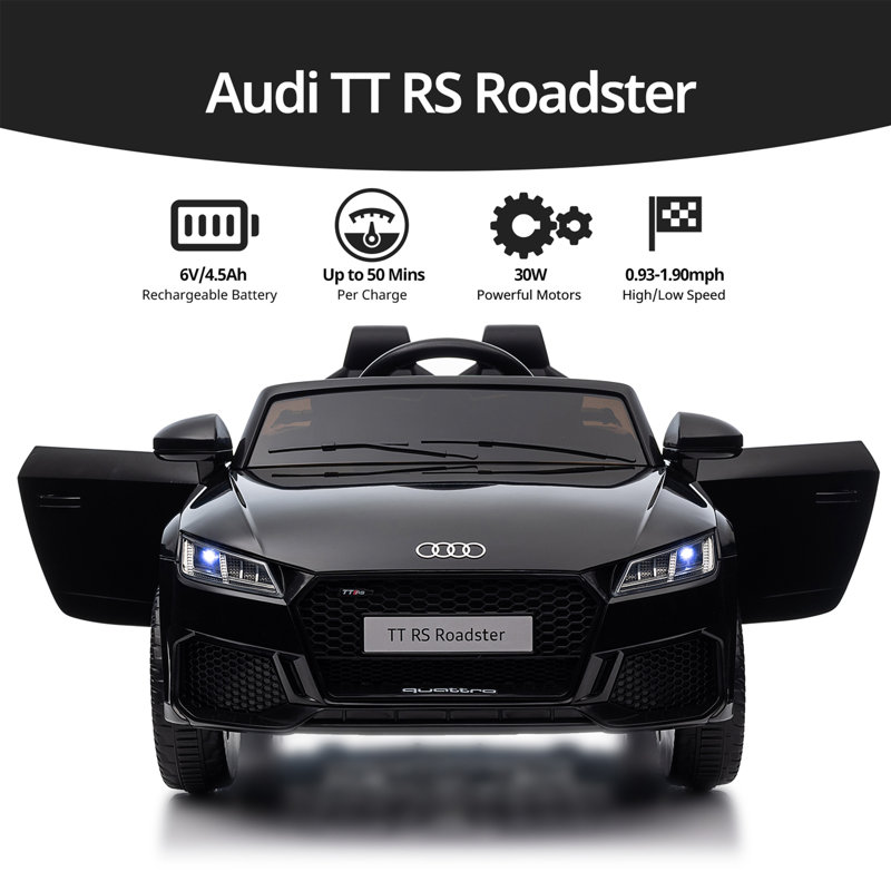 Black 6V Audi TT RS Electric Ride-On Car with Remote