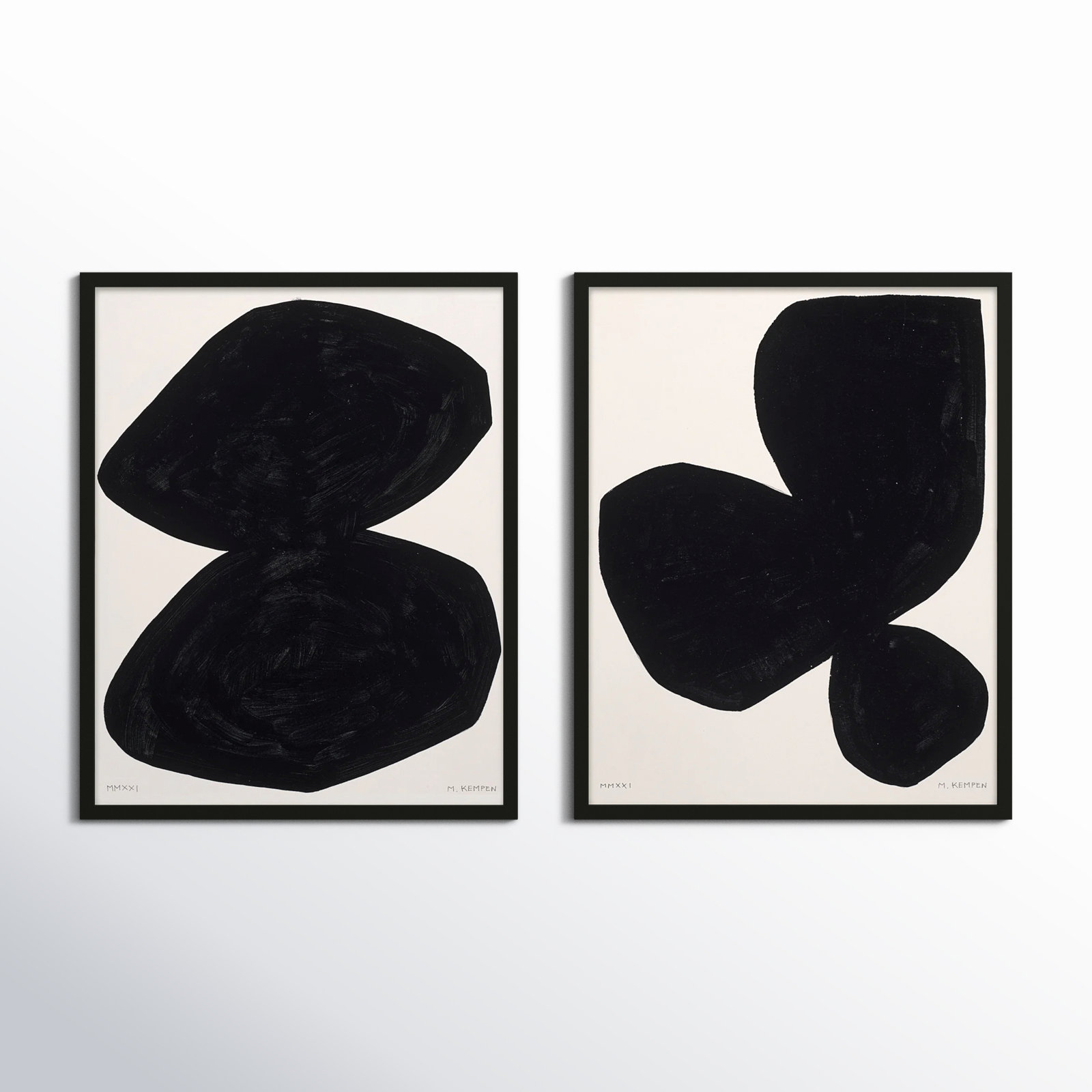 Module On White. Set Of 2 by Michael Kempen, 50" H x 40" W x 1.25" D, Black Wood