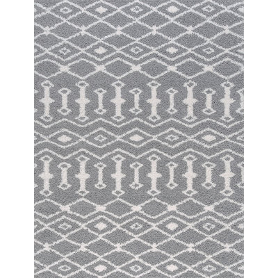 Tapis argenté / blanc à poils longs Jemima