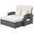 PE Wicker Rattan Double Chaise Lounge, 2-Person Reclining Daybed with Adjustable Back and Cushions-2087564640