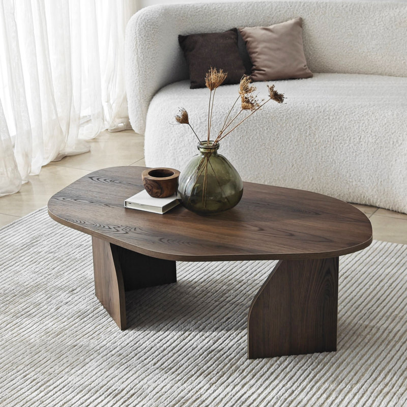 Table basse moderne en noyer de 39,4 po x 13,8 po x 23,6 po | 100% panneau de particules enduit de mélamine avec bande de chant en PVC, épaisseur: 0,7 pouce | Conception élégante de couleur unie, parfaite pour le salon et les espaces contemporains, durable et élégante