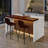 Modern Kitchen Island With Marble-Look Surface, LED Lights & Grille Design For Dining Room, Living Room(Island Only)-847508134