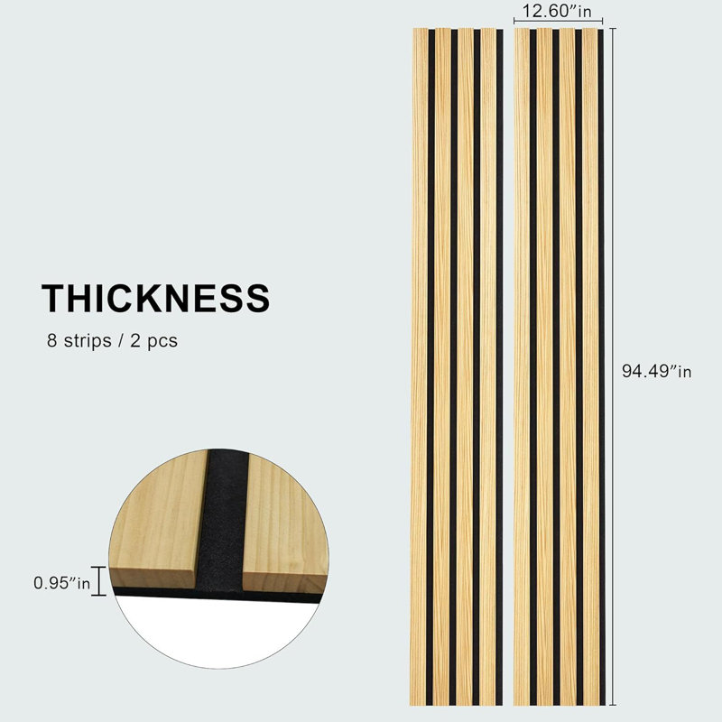 Big Acoustic Wood Wall Panels, 94.49” x 12.6” Soundproof Wall Panels, Wood Slat Wall Panels for Wall Decor (Natural Oak)
