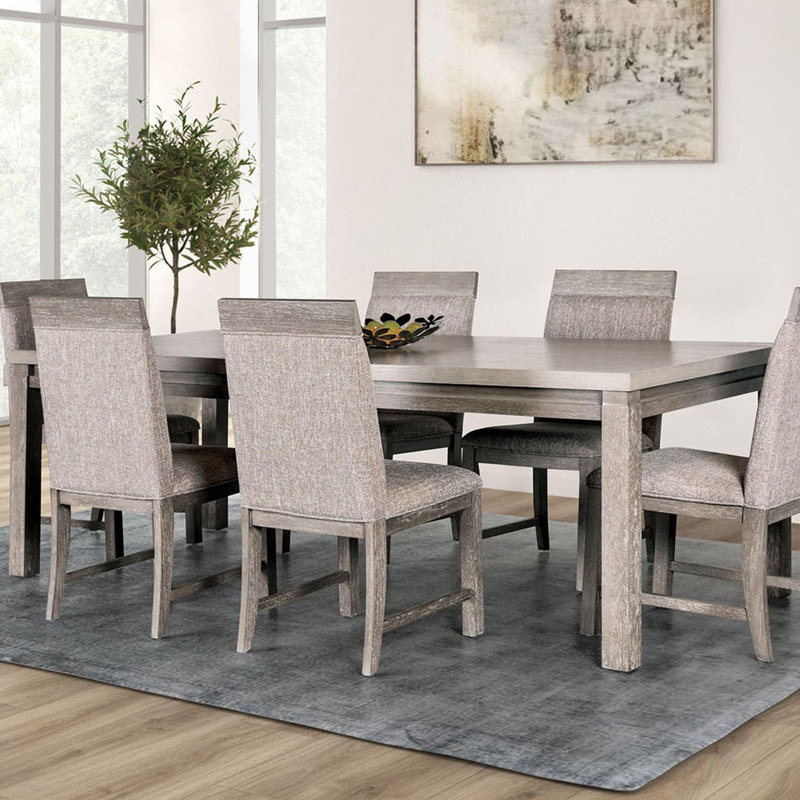 Wooden Rectangular Dining Table In Gray And Stone Gray