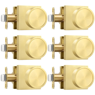 Poignées de porte dorées brossées pour couloir et placard, en alliage de zinc, style contemporain, ensemble de 6.