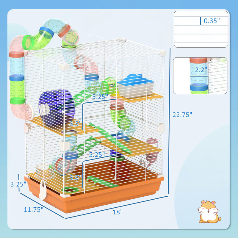 Cage à hamster à 5 niveaux avec tubes et tunnels Pawhut