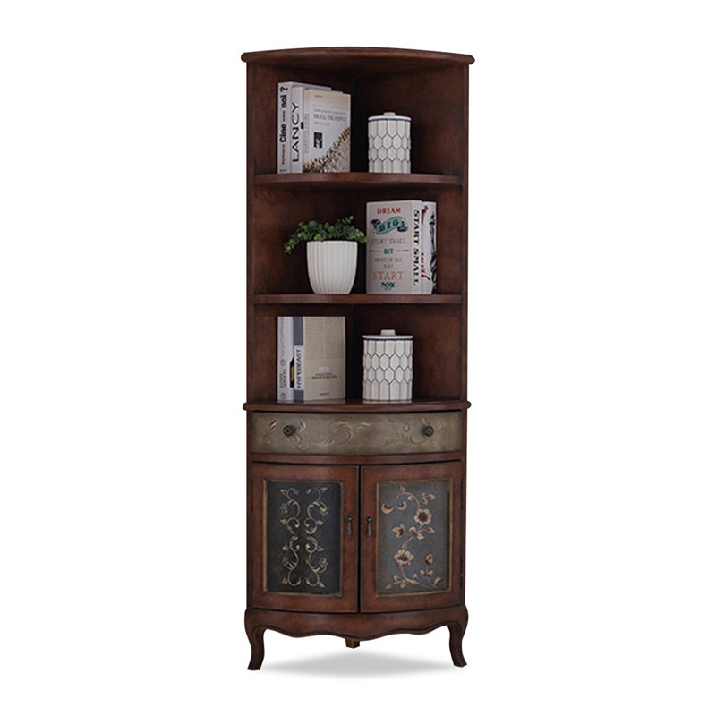Vitrines en bois massif marron et verre, Marron