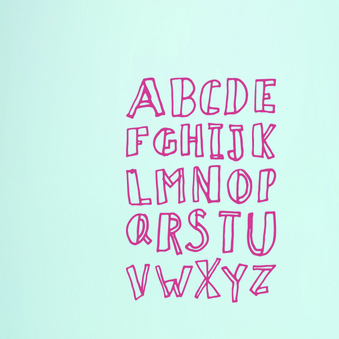 Décalcomanie murale alphabet doodle, Rose vif