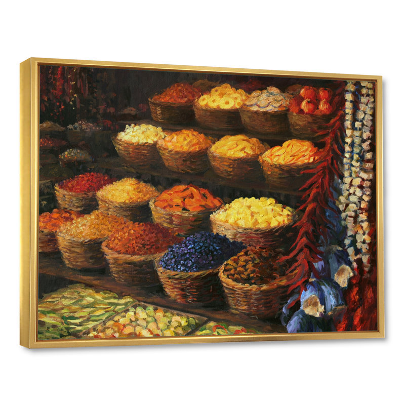 Palette de l'Orient - reproduction sur toile, H 8 po x l 12 po x P 1 po, Cadre flottant doré