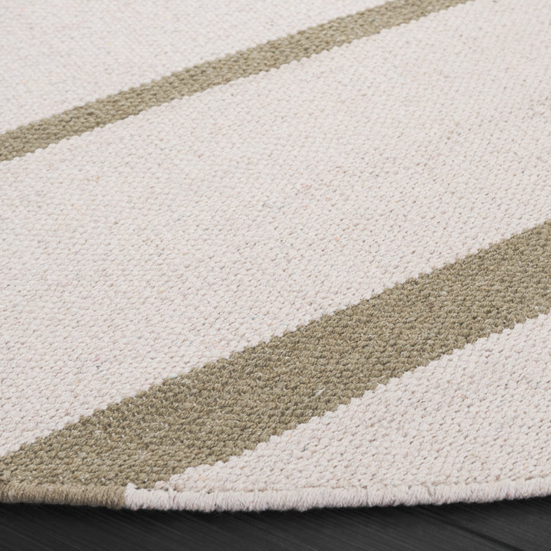 Estis Hand Woven Cotton Striped Rug, Round 6'