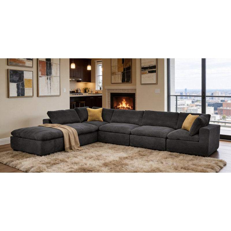 Canapé modulaire Manmobowlquay, Gris foncé