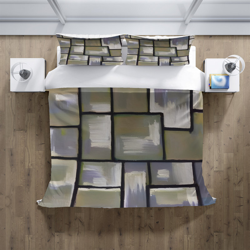 Polyester Abstract Duvet Cover, King Duvet Cover + 2 King Shams