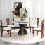 Table de salle à manger moderne à 6 sièges en pierre frittée avec plateau rotatif, chaises de salle à manger modernes en forme de clé-946684024