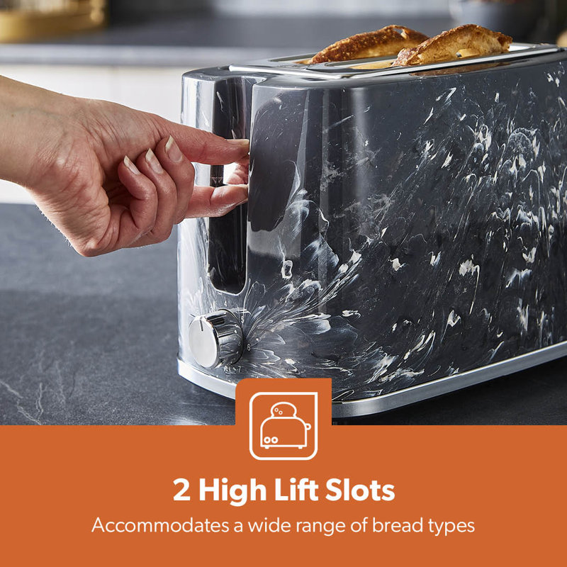 GEEPAS 2 Slice Toaster 7 Browning Levels Cancel Defrost Reheat, Removable Crumb Tray 900W Skye, Black
