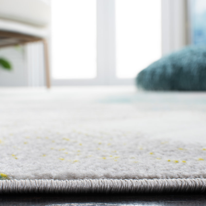Tapis gris / vert abstrait Mirazo, Rectangle de 3 pi x 5 pi