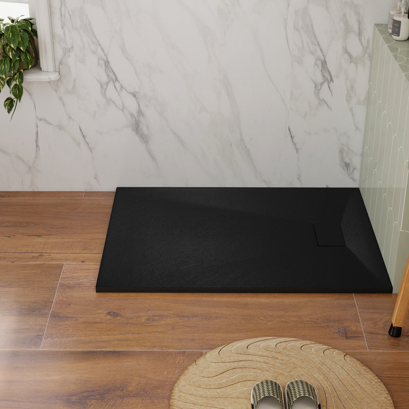 48"W x 36"D Rectangle Low-profile Shower Base, Non-Slip, Reversible Drain, 1" H x 47.24" W x 35.43" D, Black