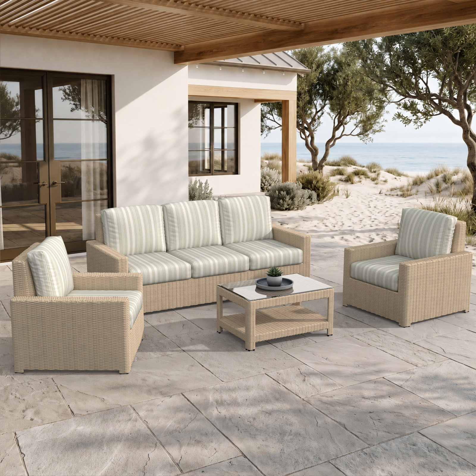 Henri 5-Person Sunbrella® Patio Seating Group, Sunbrella® Canvas Black