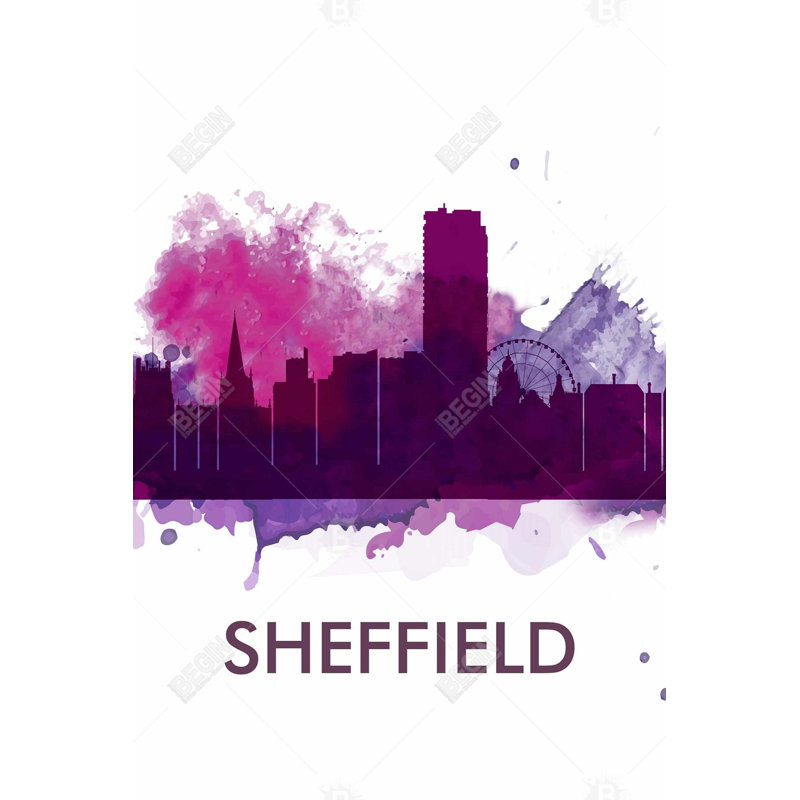 Sheffield Silhouette, toile d'art encadrée rétro