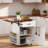 Farmhouse Kitchen Island With Drop Leaf, Open Side Rack, One Drawer, Towel Rack And Wheels-1064206723
