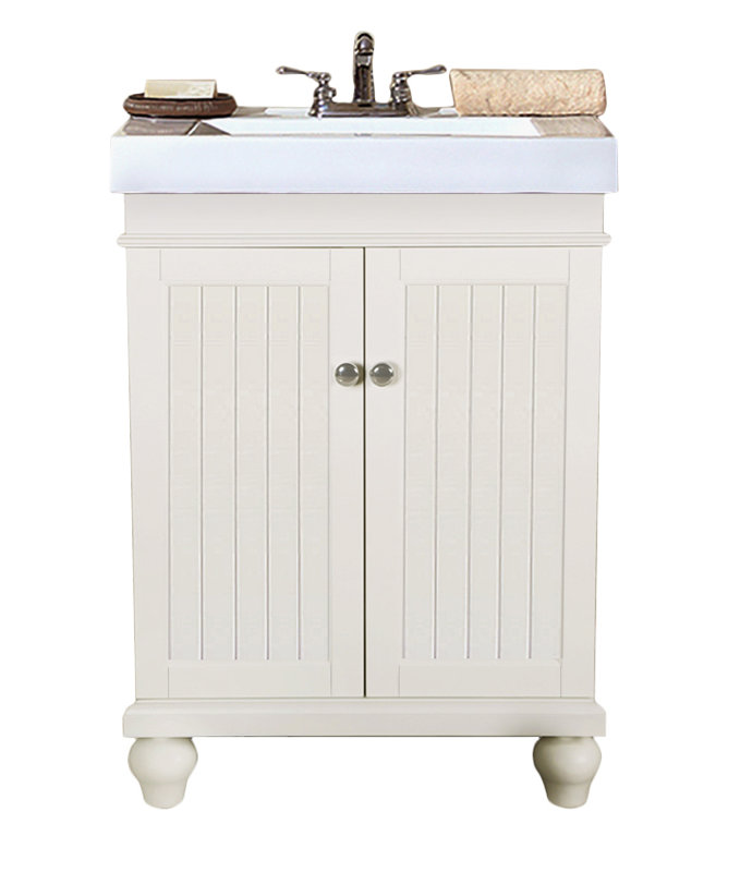 Ensemble de meuble-lavabo simple 24 po Gerharda, Blanc mat