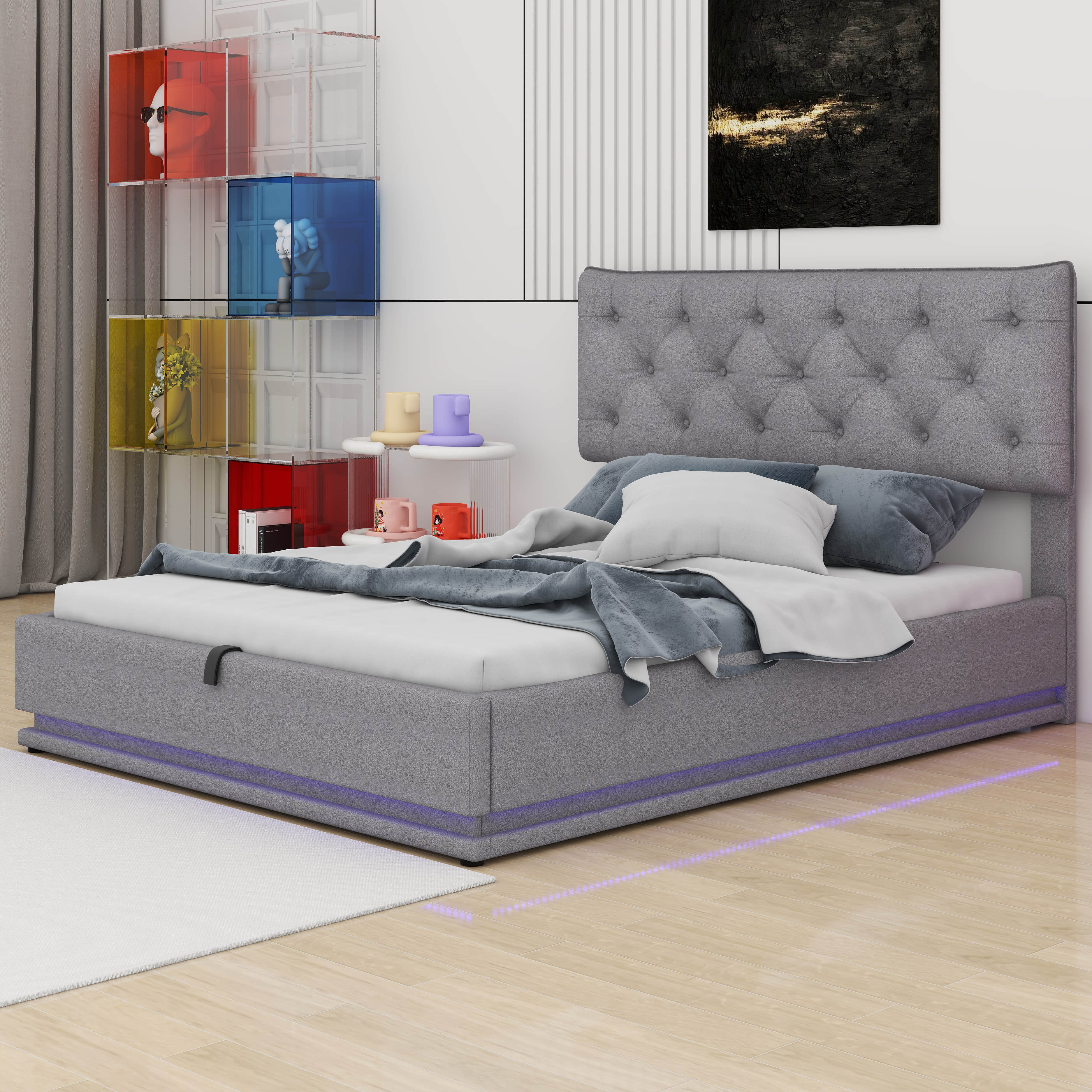Ivy Bronx Iveta Queen Size Upholstered Bed With Hydraulic Storage