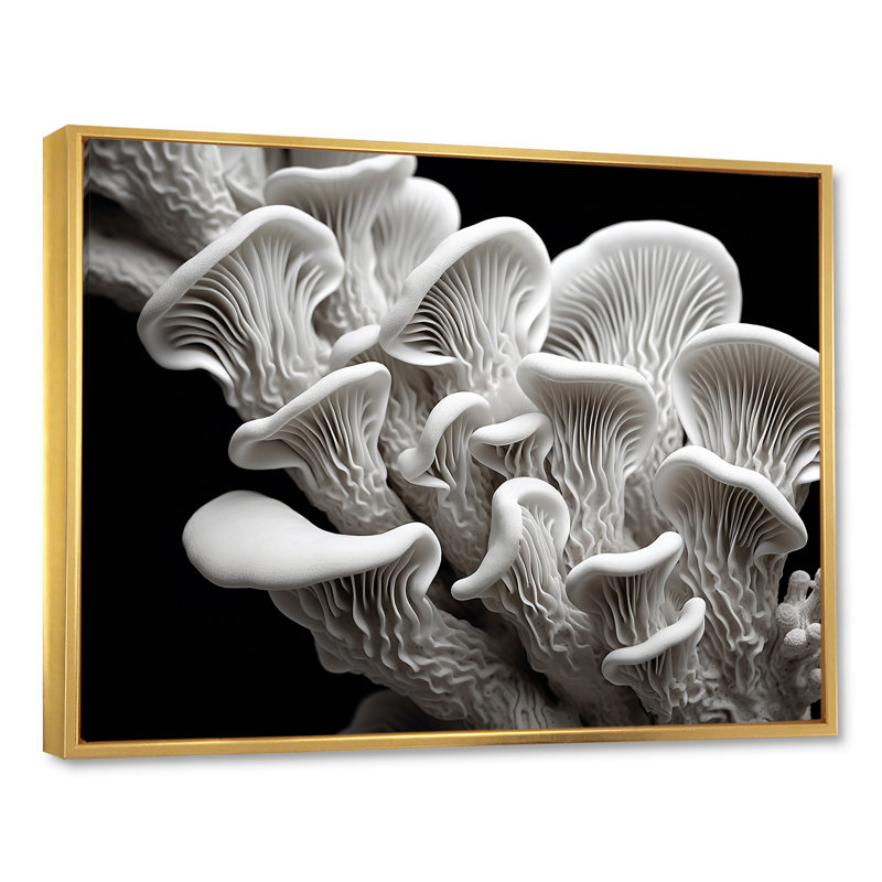 «Black and White Anemone Reef - Coastal Coral Under Water», reproduction sur toile encadrée, Cadre flottant doré