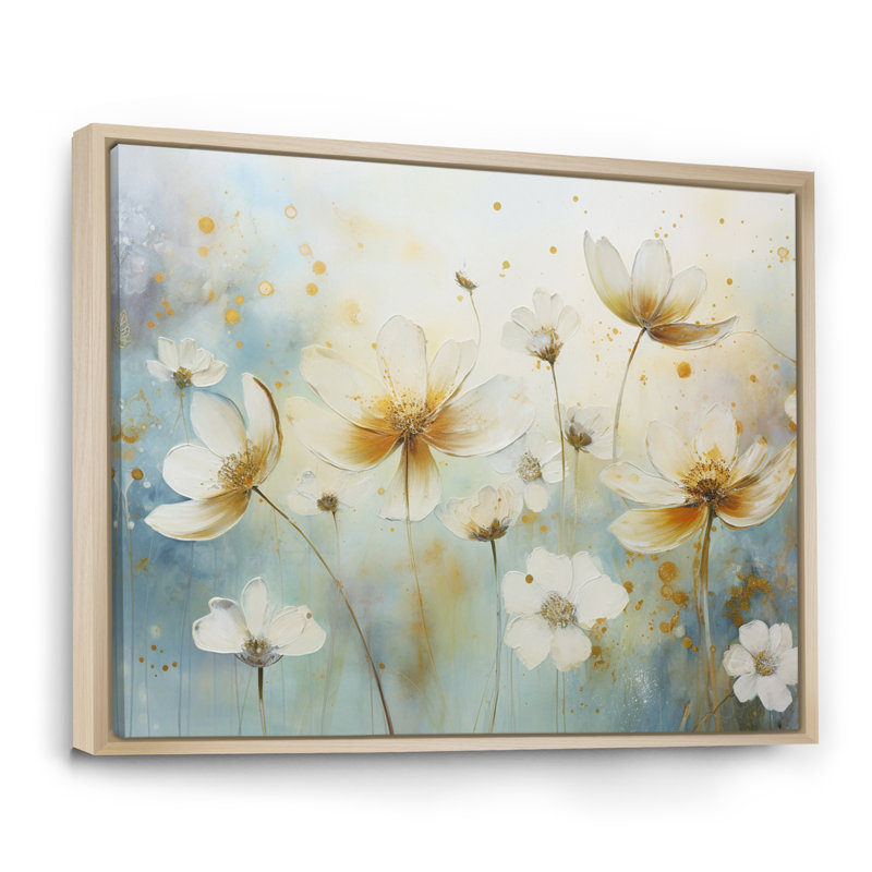 " Blossoming Daisy Delicate Blossoming Wildflower ", Brown Floater Framed, 30" H x 40" W x 1.5" D