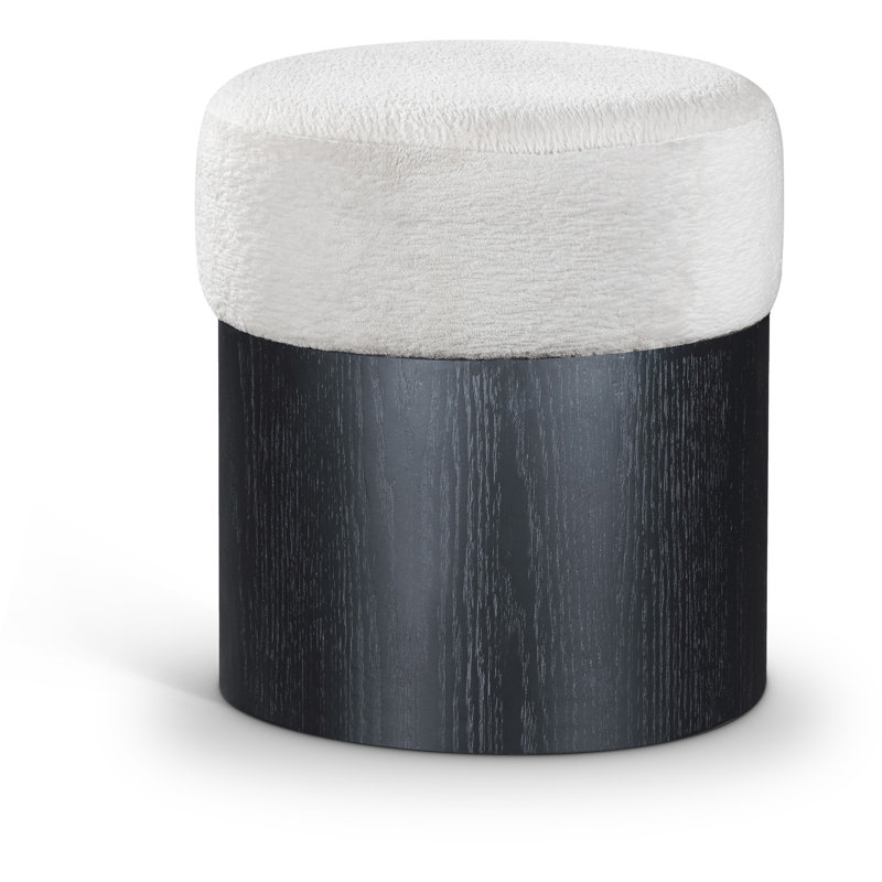 Repose-pieds / tabouret Asai, Tissu velours crème, Noir