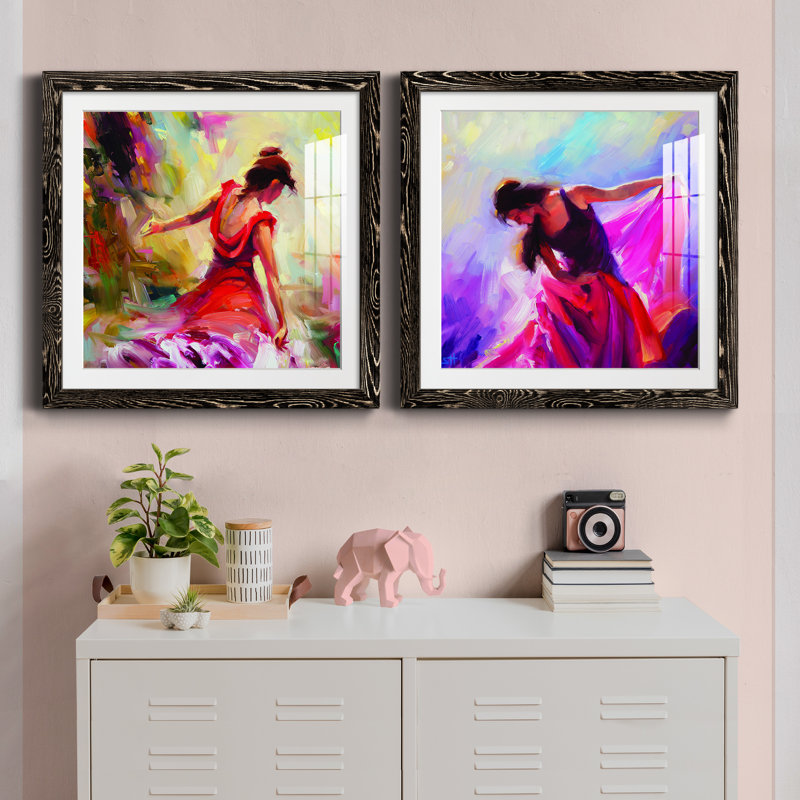 Danseuse - ensemble de 2 cadres photo, Cadre noir, H 27,5 po x l 55 po x P 1,5 po