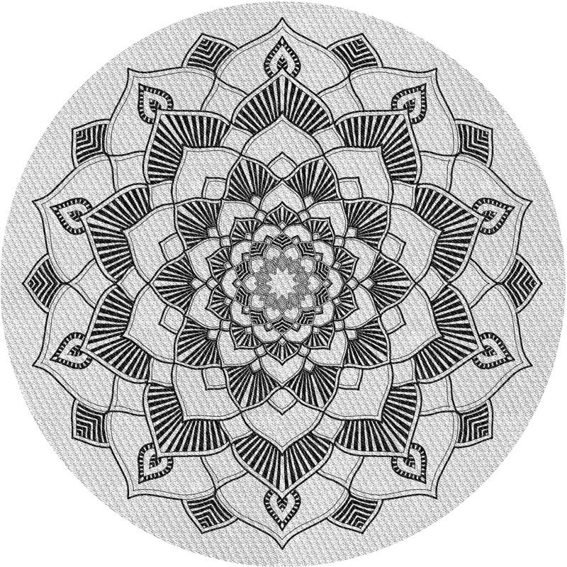 Tissé à la machine à la machine en laine et polyester gris/noir Tapis décoratif, Rond 7 pi