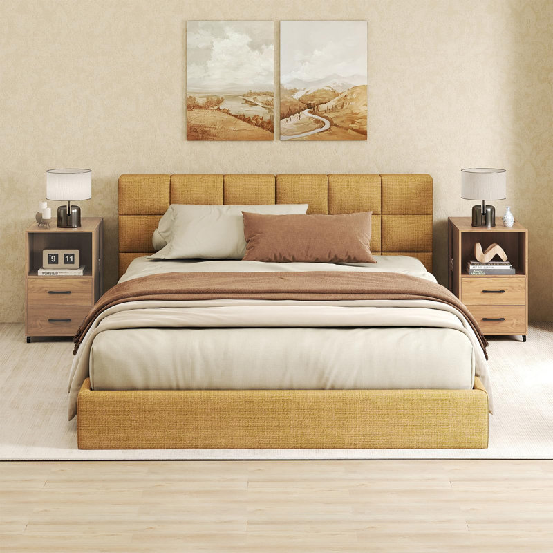 60cm W Manufactured Wood Bedside Table, Natural