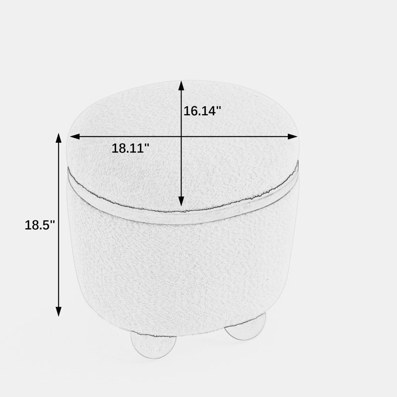 Round storage stool with cushioned seat