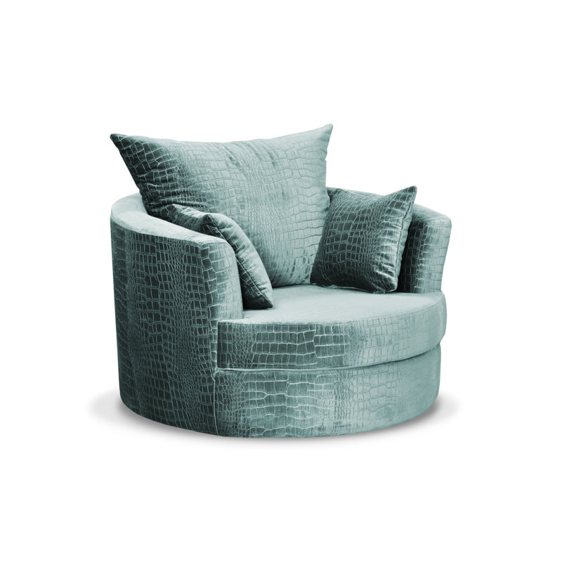 Upholstered Swivel Armchair, Teal