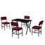 Ensemble de table et chaises de salle à manger extensible Modern (5 pièces), bourgogne et noir | Table 43,3 x 29,1 x 27,6 po, chaises 15,7 x 32,3 x 15,7 po | Panneau de particules 100% mélaminé, structure en métal, 100% lin | Conception élégante et durable pour les salles à manger-122495023