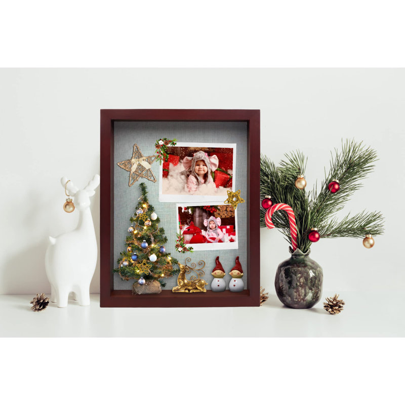 11"X14" Solid Wood Mahogany Display Shadow Box Frame - Solid Wood Memory Box For Keepsakes (Picture Box, Military, Wedding, Graduation, And Flower Shadow Box)