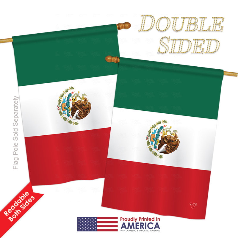 Drapeau maison / jardin en polyester 2 faces Mexico Country, H 18,5 po x l 13 po