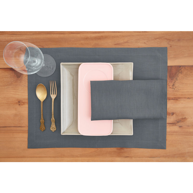 100% Pure Linen Dinner Napkins - Fete, Lava Smoke