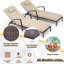Ensemble de 2 chaises longues d'extérieur avec table, chaises longues de piscine en osier toutes saisons, dossier réglable à 5 positions, meubles de patio d'une capacité de 380 lb pour la piscine, la terrasse et le kaki-297590294