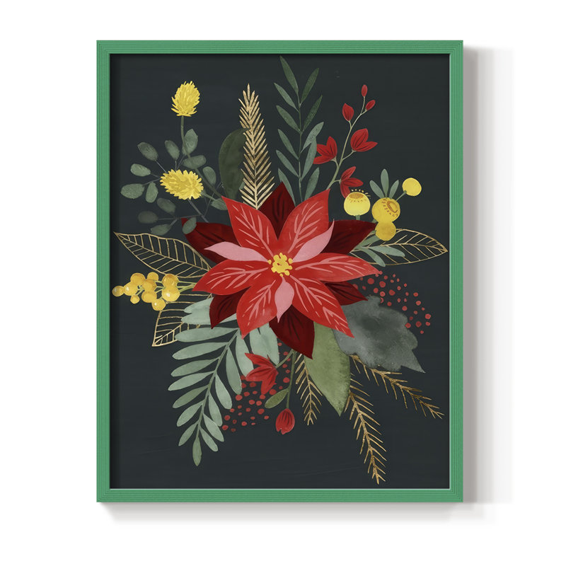 «Bright Christmas Night Collection», reproduction encadrée B - bois massif, H 21 po x l 17 po, Cadre vert