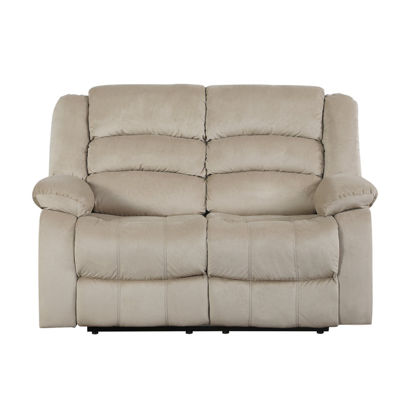 Aum Upholstered 81'' Reclining Sofa, Beige, 40" H x 60" W x 35" D